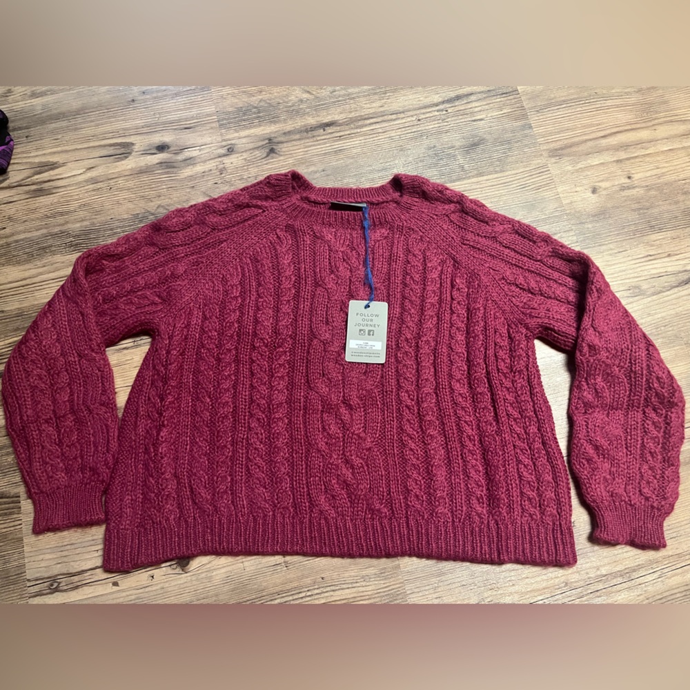 Wooden Ships Women's Cropped Cable Knit Crew neck Sweater NWT